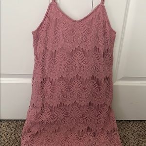 Pink mini lace dress
